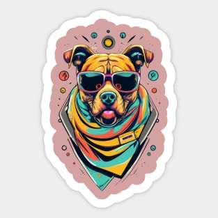 Cool Colorful Pitbull Design Sticker